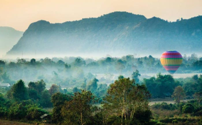 A hot air balloon in Vang Vieng