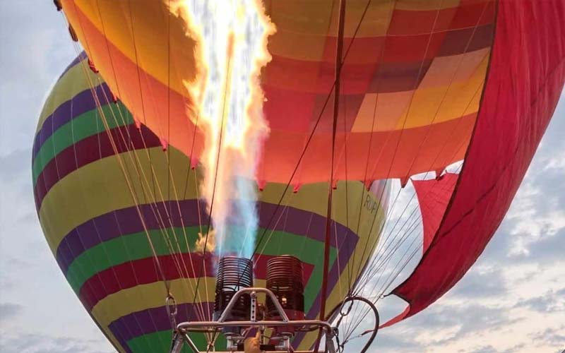 Hot air balloon being inflated