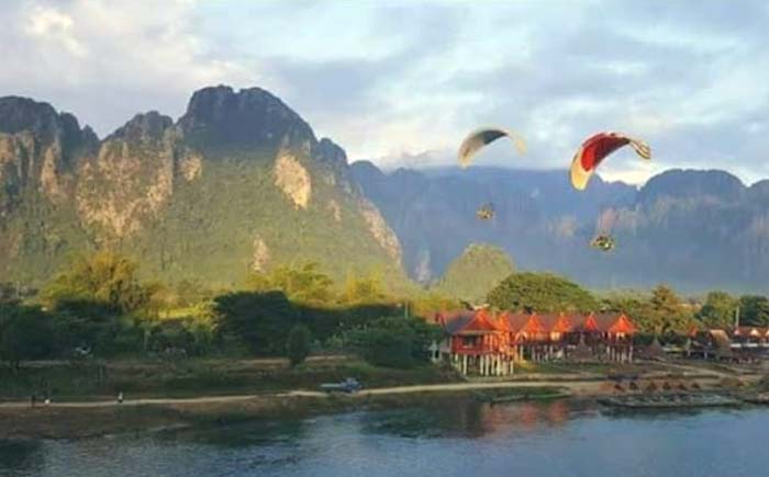 A hot air balloon in Vang Vieng