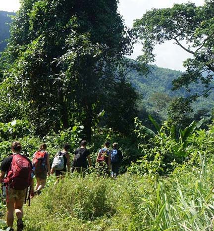 Group trek in Vang Vieng